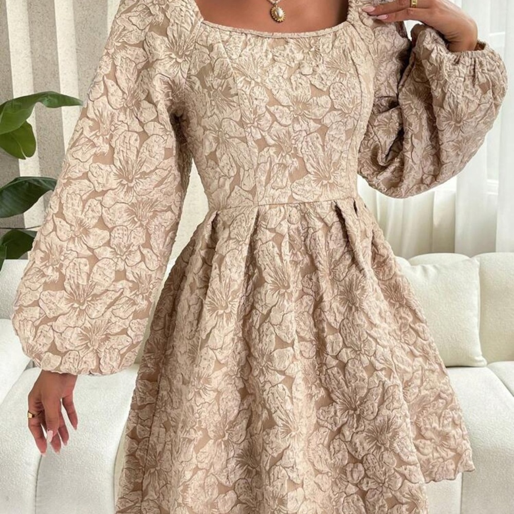 SHEIN Textured Beige Dress